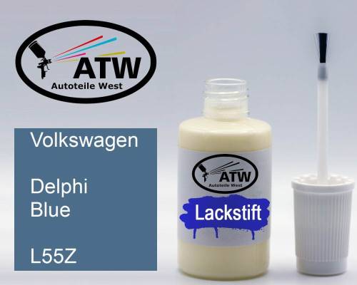 Volkswagen, Delphi Blue, L55Z: 20ml Lackstift, von ATW Autoteile West.